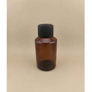 Cheap Delicate Design Clear Brown Smooth Round Glass Bottle with Special Lid for Medicament for sale