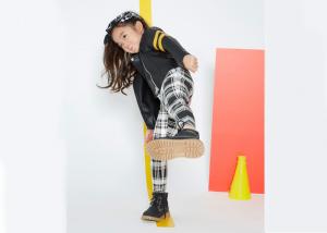 China Classical Kids Girls Clothes Girl Fashion Suit Black And White Grid Stripe Pattern on sale