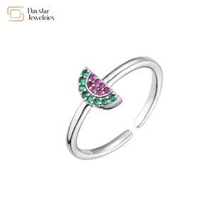 Diamond Zircon Fruit 18K Gold Plated Ring Adjustable Opening Fancy Watermelon