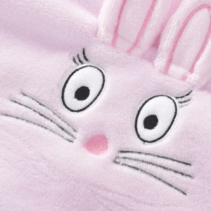 Polyester Breathable Soft Newborn Blanket Rabbit Embroidery Pink Fluffy Throw