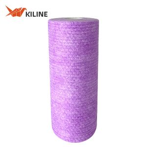 China Purple Disposable Dish Washing Cloths In Roll Wood Pulp And PP Dusting Cloths 55gsm on sale