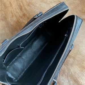 Authentic Ostrich Skin Key Lock Closure Businessmen Large Briefcase Laptop Purse
