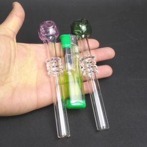 Long Colored Elegant Glass Smoking Pipe Handle Tubes Multi Design