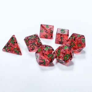 Red pomegranate Sequins Resin Boarding Dice Set dnd dice