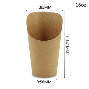 China Disposable Single Sided Scoop Kraft Paper Cup For French Fries Chips on sale