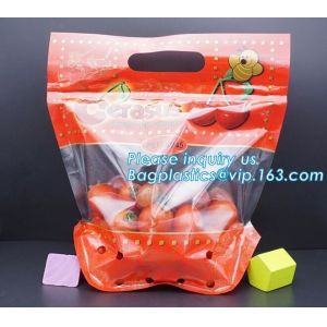 Perforated bag grape bag with air holes, fresh fruit stand up Zip lockk bag for
