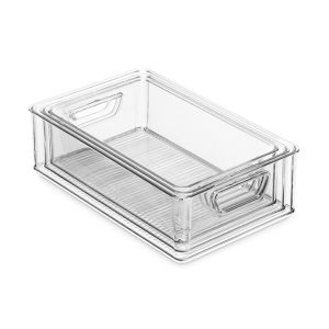 Stackable Refrigerator Organizer Bin Clear Storage Organizer Container Bins for