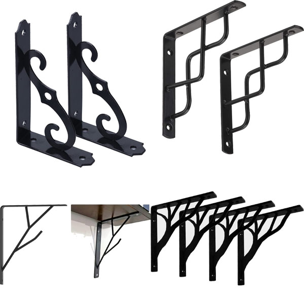 Standard Industrial Decor Iron J Hook Brackets Wall Angel Corner L Bracket with Lip