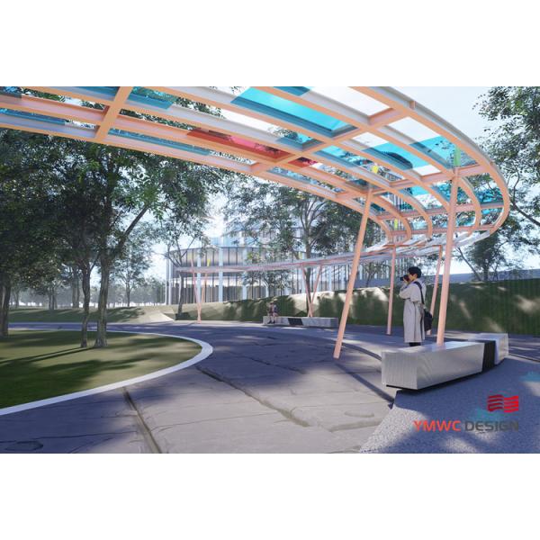 Modern Art Outdoor Gallery Customized Size for Outdoor Steel Frame Landscape Pergola