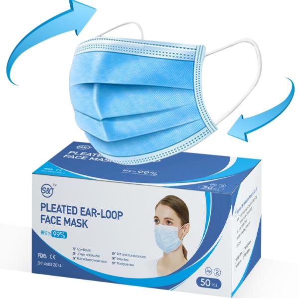 ISO13485 Factory surgical nonwoven 3 ply face mask for hospital and dental