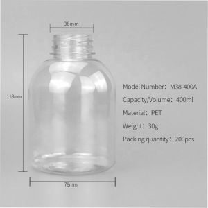 400ml Plastic Beverage Bottles PET Plastic Drink Bottles OEM Logo With Lid Caps