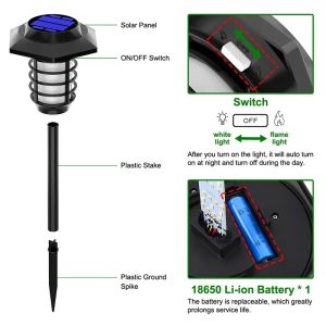 Waterproof 1200mAh 840g 2 IN 1 Led Torch Flame Solar Lights Aluminum Alloy
