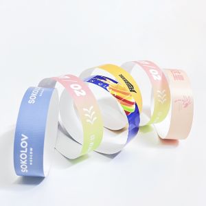 Synthetic Personalized Paper Wristbands For Events Full Color Printing