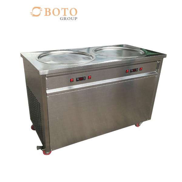 Frozen Commercial Ice Cream Frying Machine With 2 Flat Pans And Imported