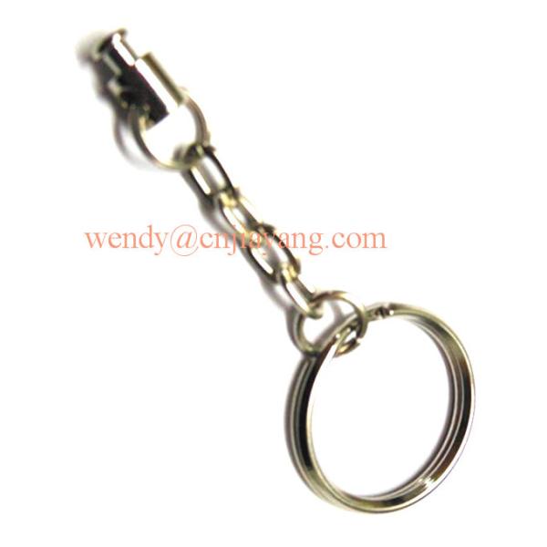 jiayang shiny silver laser cut logo flat split key ring with engraved logo