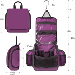 Hanging Toiletry Travel Bag with Expandable Compartments Detachable TSA Friendly