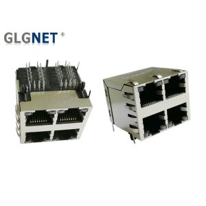 Through Hole Rj45 Multi Connector 2x2 Ports Side Entry Magnetics LEDs Durable