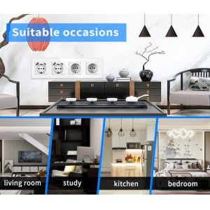 Electrical 4 Way Electrical Outlet Grey Floor Mounted Wall Power Socket With Usb