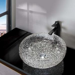 Cheap Ball Shape Round Bowl Bathroom Sink Vessel 170mm Crystal Clear Countertop Mounted for sale