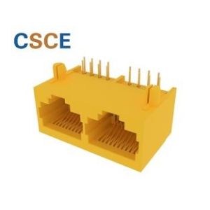 10P8C 1 x 2 Port Gigabit Ethernet RJ45 Modular Jack Connector With Transformer