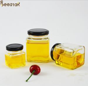 China Classic Square Candy Vegetable Salad Jam Honey Jar And Spoon 50ml-730ml With Screw Cap on sale