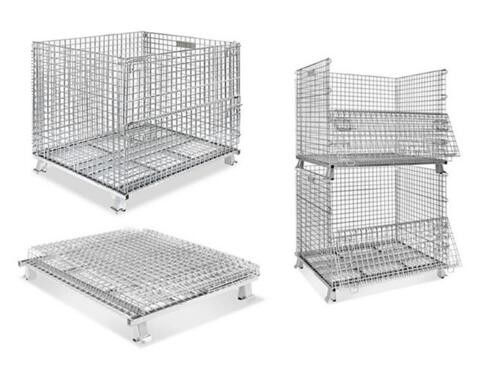 Quality Stackable Collapsible Wire Mesh Containers / Logistics Wire Metal Pallet Cage wholesale