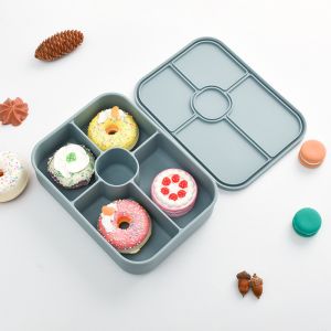 Silicone Lunch Container with Leakproof Lids, Silicone Bento Box Microwavable