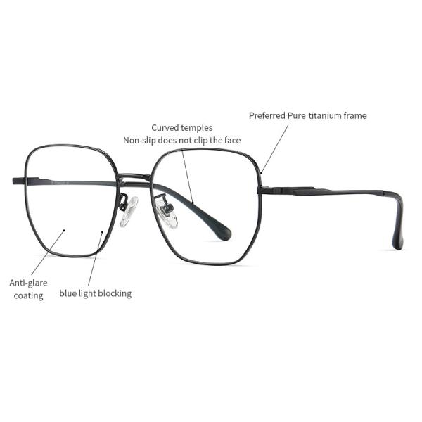 Quality Polygonal Titanium Frame Glasses Blue Light Blocking Lens For Men And Women wholesale