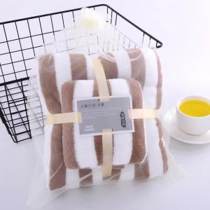 Woven Polyester Towel Bath Towel Sets Solid Color Thick Absorbent Wide Edge