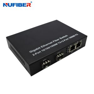 Cheap FCC Certificated 1000M Fiber Ethernet Switch With 2 Rj45 2 Fiber Port for sale