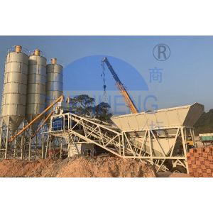 Air Compressor 18.5mX3.9mX8.2m 75m3 Mobile Concrete Batching Plant