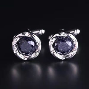 Star Crystal Mens Diamond Cufflinks Alloy Plating Color For Shirt 15mm Size