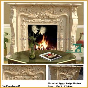 Hand Carved Yellow Marble Fireplace Shelf