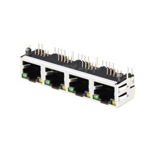 Tab Up Yellow/Green LED 1X4 Port Ethernet RJ45 Jack without Integrated Magnetics
