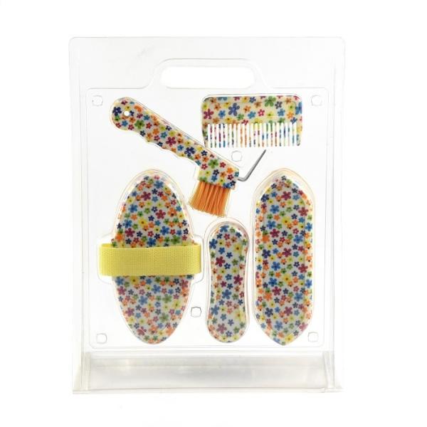 Quality Colorful Flower Pattern Horse Cleaning Tools Kit 5 Pieces For Horse Equestrian wholesale