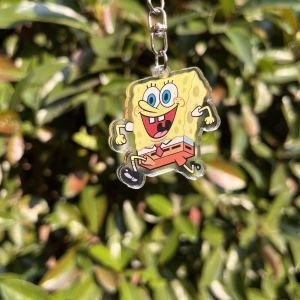 Transparent Acrylic Keychain With Metal Ring Durable Cartoon SpongeBob