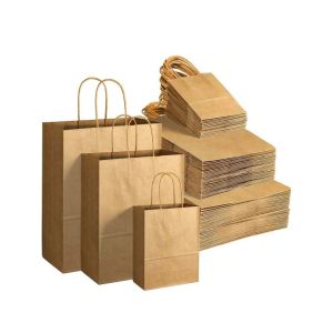 Cheap Eco Friendly Brown Paper Gift Bag With Self Adhesive Closure for sale