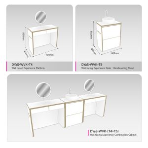 Makeup Display Shelf White Wooden Sample With Embedded Light Strip At The End