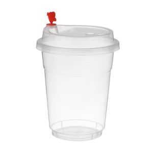 450ml PP clear coffee juice water boba tea plastic cups with lids