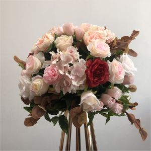 New custom pink artificial flower ball arrangement for wedding decoration