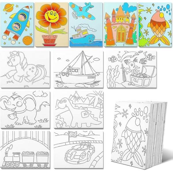 DIY Coloring Pre Printed Canvas Pre Stenciled Painting Kits For School Classroom