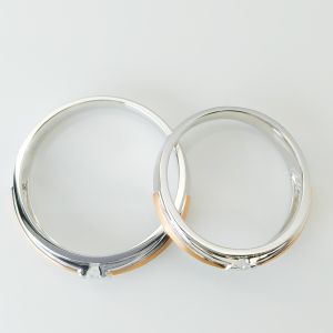 18k Two Color Chain Design OEM ODM Couple Diamond Rings