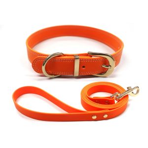 Silicone Imitation Leather Dog Collar And Leash Set Custom Waterproof Durable
