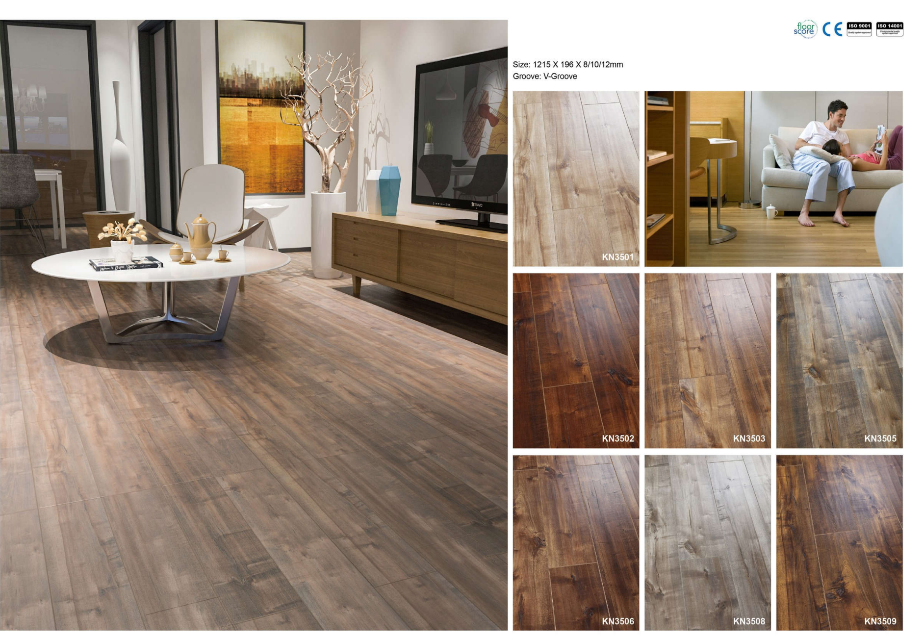 Waterproof Laminated Hdf Engineered Wood Flooring Grey 8mm