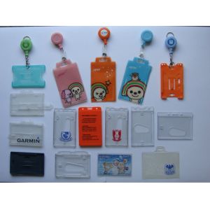 Transparent Pink Yellow Color PP PVC Badge Holder For Exhibition