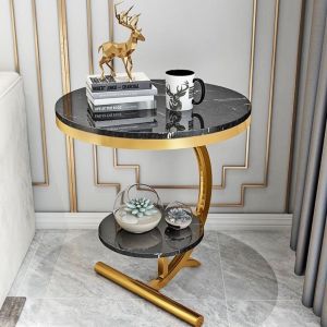Light Luxury White Sofa Side Table With Marble Table Top SEDIA
