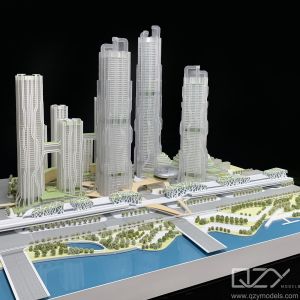 1/500 Scale Miniature Building Model with Refined Handmade and CNC Cutting for