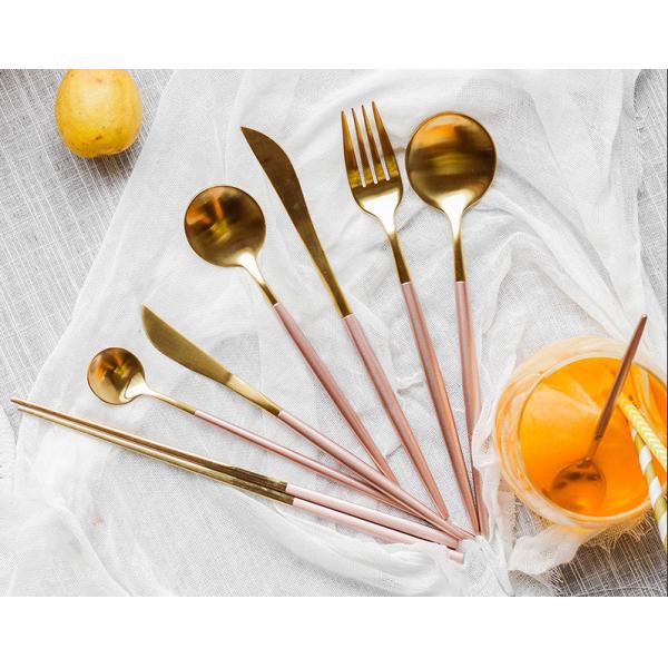 NC099 Hotel Pink and gold color Cutlery Set Stainless steel flatware /le posate talheres