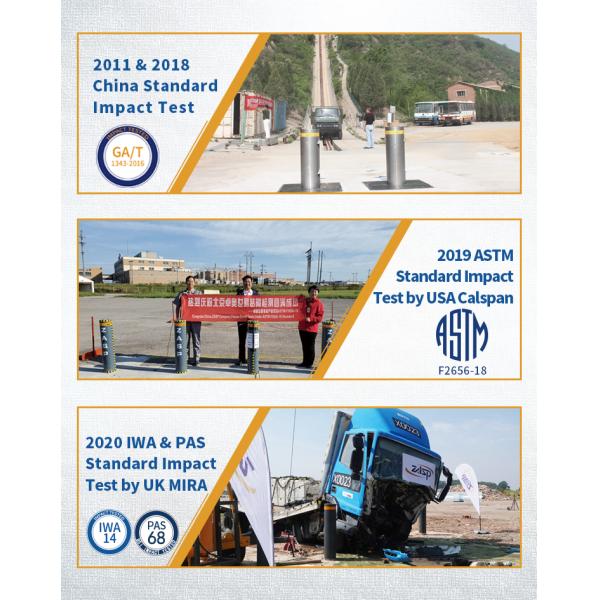 Roadway Safety Remote Control Parking Bollards Yellow Powder Pipe Cast 1000mm Height