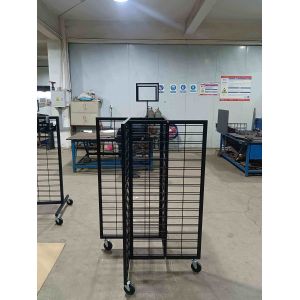Robust 4 Way Wire Mesh Display Rack Rolling Gridwall Display Powder Coated AT